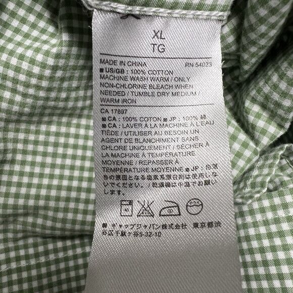 Banana Republic Button Up Shirt Mens XL Green Check Soft Wash Tailored Slim Fit - Picture 3 of 7